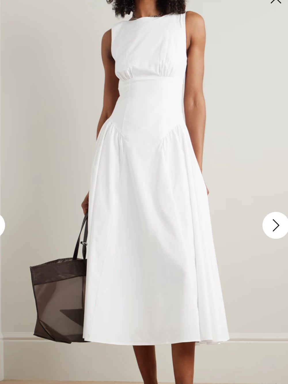 STAUD White Midi A-Line Dress - Picture 1 of 2
